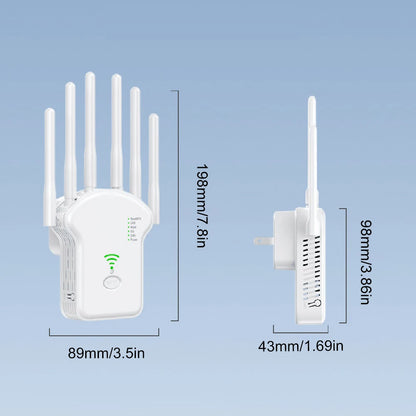 1200Mbps 5GHz Wireless WiFi Repeater WiFi Signal Booster Dual-Band 2.4G 5G WiFi Extender 6 Antenna Network Amplifier WPS Router