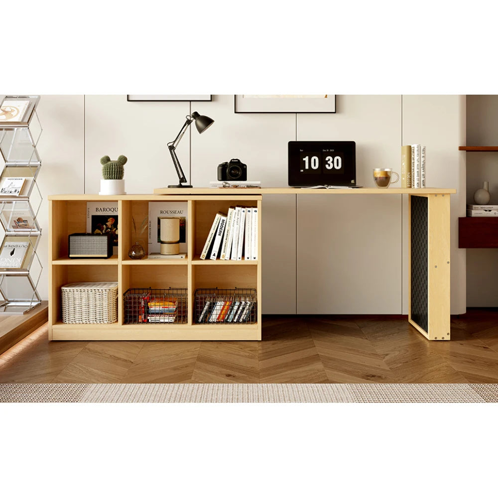 140 x 104 x 75 cm großer multifunktionaler Büroschreibtisch, sechsfacher Aufbewahrungsschrank + Regal, perforierte Platte + Regal, langlebige, austauschbare Form