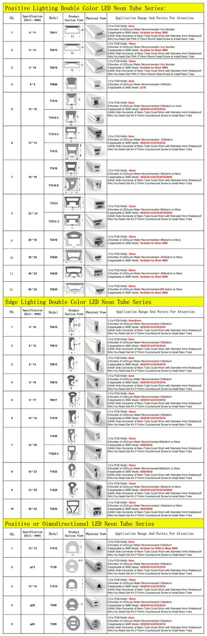 T0511/0513/0515 LED Neon Rope Tube 5050 flexible Led Strip Light Silica Gel silicone hose for WS2812 WS2815 8/10/12mm PCB Lights.