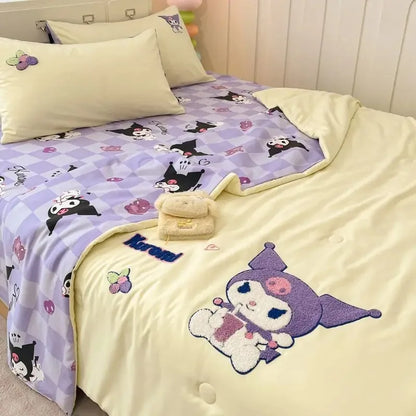 New Kawaii Hello Kitty Sanrio AnimeKuromi Winter Thickened Single both bed Plush Soft Quilt Cute Cartoon Cinnamoroll Warn.
