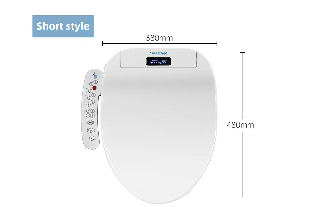 Intelligenter Bidet-Toilettensitz für Badezimmer, beheizter Sitz, langsames Schließen, warmer Trockner, hinten vorne, waschbar, warmes Wasser, Fernbedienung, Nachtlicht