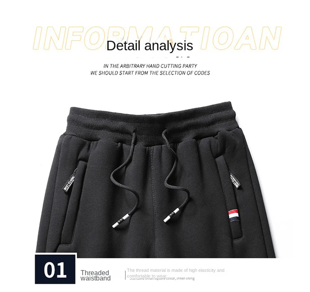 Winter Lambswool Warm Pants Men's Thick Fleece Thermal Trousers Men Fitness Jogging Drawstring Pants Male Sweatpants.