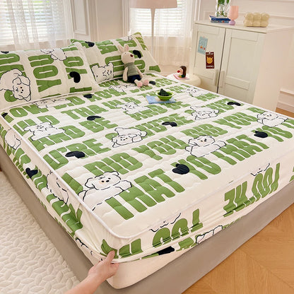 Quilted Mattress Cover For Kids Single/Double Size Rabbit Printing cubre colchón 200X220cm Anti-Mite 매트리스커버 Queen/King Size 매트리스