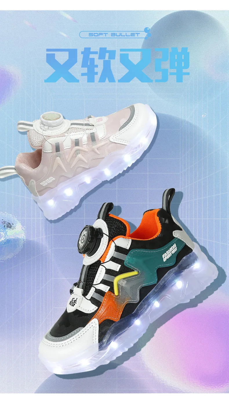 Children Fashion Kids Led Shoes for Girls Usb Charging Sneakers Outdoor Sport Footwear Boys Luminous Shoes 2023 Glowing Sneakers.