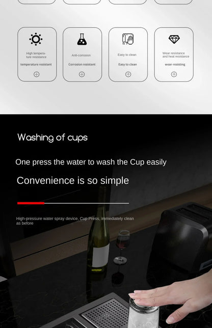 55 cm x 32 cm, 304 Nano-Edelstahl, versteckter Waschbecken-Klapphahn mit großem Einzelschlitz und Abdeckplatte, Bartheke, Tassenscheibe