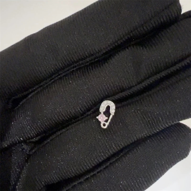1PCS Cute Pink Zircon 316L Stainless Steel Ear Bone Nail New Fashion Y2K Punk Small Earring for Women Cochlea Jewelry Party Gift