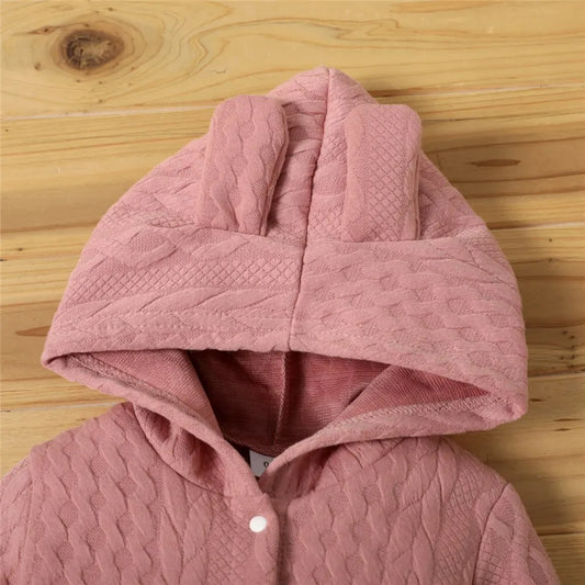 0-18 Monate Neugeborenes Baby Mädchen Bodysuit einfarbig Hoodie Langarm Stram pler Herbst & Winter warme Overall Kleidung für Baby