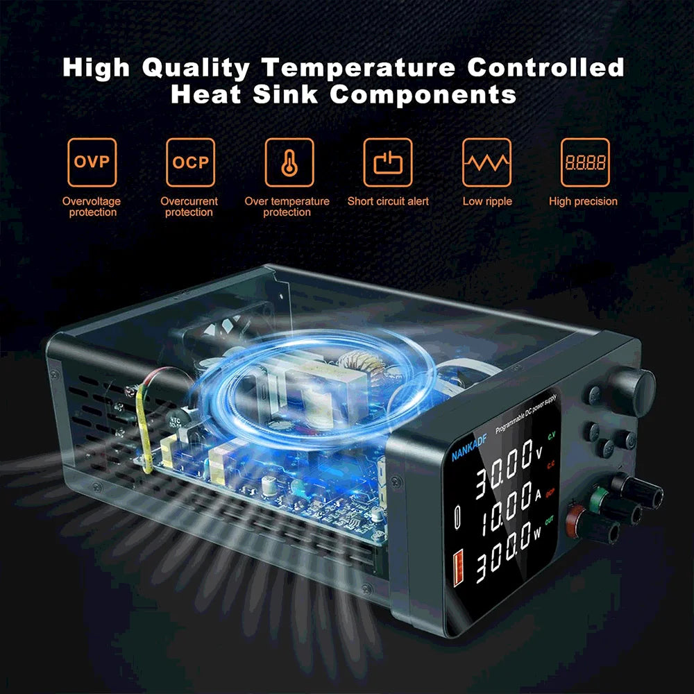 NANKADF Lab Bench Power Supply 30V 10A Switching Power Supply Unit 30V 5A  Adjustable Source 60V 5A Voltage Stabilizer 120V 3A.