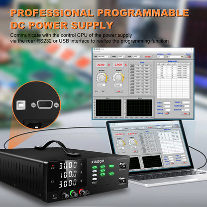 KUAIQU 3000W High Power Adjustable Bench Power Supply 1000V 300V 200V 100A 60A 30A Lab Power Supply OCP Alarm OVP Output Switch.