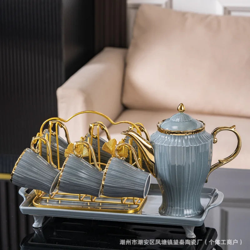 New high-value European ceramic coffee set, color glaze, high-end Phnom Penh coffee cup saucer, afternoon tea set