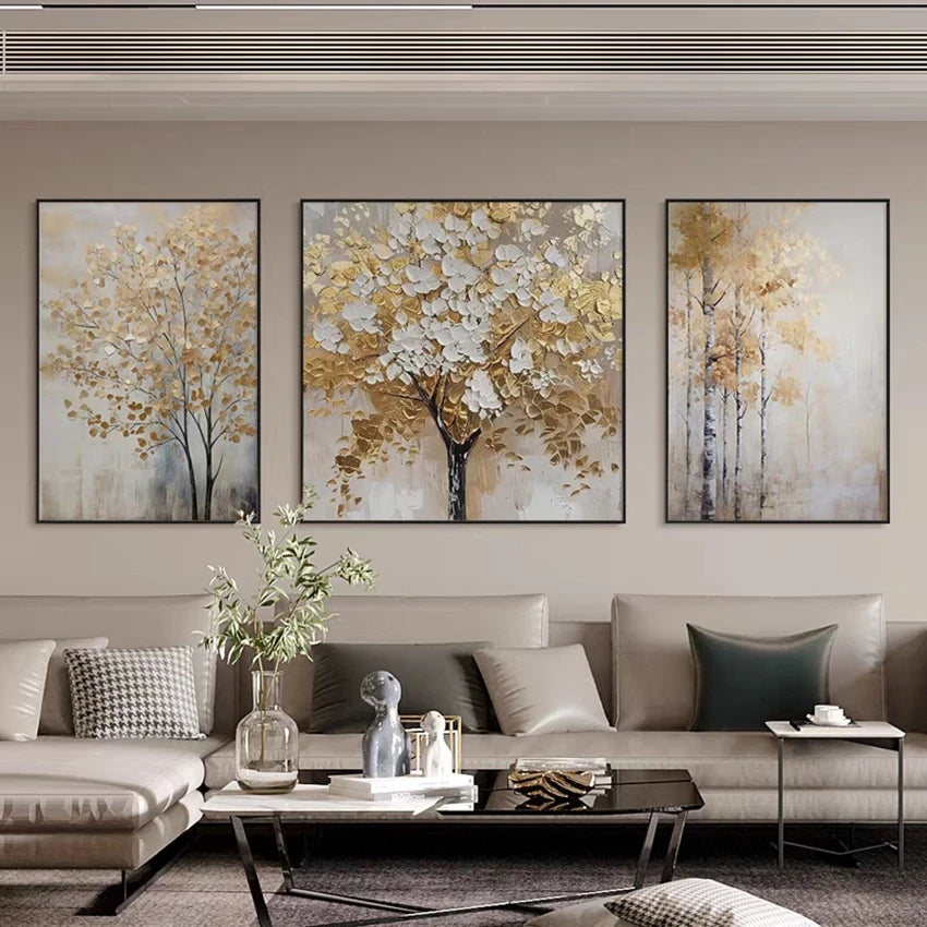 New Arrival Modern Abstract Golden Mountain Landscape Oil Paintings On Canvas China Artwork Wall Decor For Room Unframed