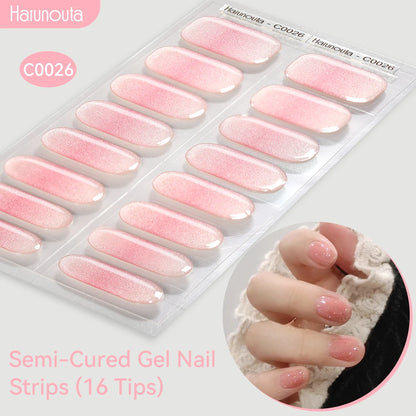 Harunouta Gradient Semi Cured Gel Nail Sticker Long-Lasting UV Nail Sticker UV/LED Extension Gel Nail Foil Gel Polish Full Cover