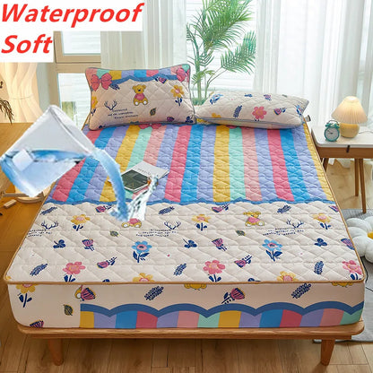 Printed Bedspread Bed 90/120/150/180cm Cover Thicken Bed Linen Sheets fundas de colchón Non-slip Mattress Covers (No Pillowcase).