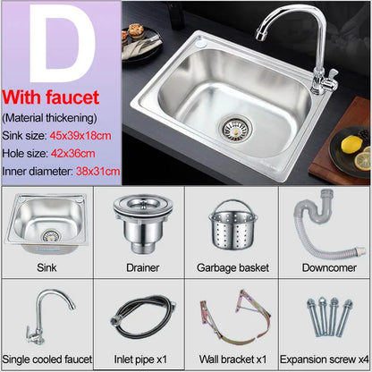 Verdickter Einzelschlitz aus Edelstahl 304 mit Halterung zum Aufhängen an der Wand, Waschbecken, Balkonbecken, Küchenwaschbecken, Waschbecken