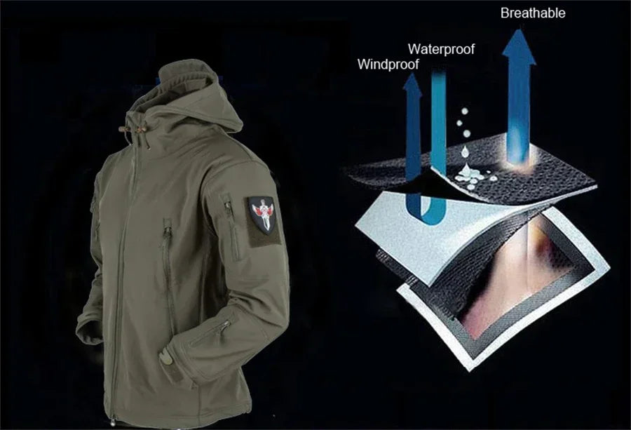 Winter Verdicken Männer Camo Anzug Wasserdichte Taktische Ausbildung Set Multi-tasche Mit Kapuze Jacke Fleece Hosen Outdoor Jagd 2-stück.