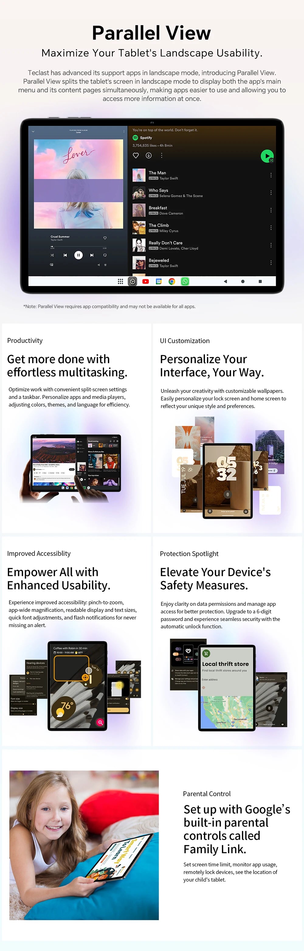 Teclast P30T Set 10.1" Tablet Android 14 T606 8-core Max 12GB RAM 128GB ROM 6000mAh Keyboard/Case/Mouse/Stylus/Headphone/Stand.