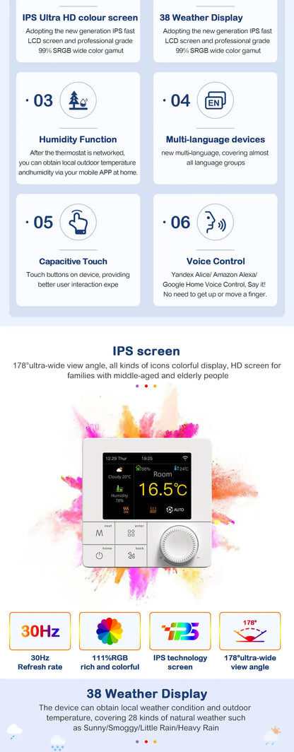 Tuya WIFI Thermostat Electric/Water/Gas Boiler Floor Heating Control Temperature Remote Controller Smart Life Google Home Alexa.