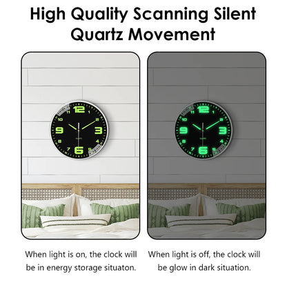 20,3 cm große, im Dunkeln leuchtende Uhren, leuchtende Wanduhr, geräuschlos leuchtende Wanduhren für Wohnzimmer, Schlafzimmer, Küche, Büro und Schule
