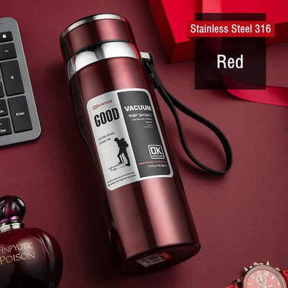 600ML/1000ML/1500ML Double Stainless Steel 316 Thermal Flask With Filter Portable Coffee Tea Thermal Bottle Travel Tumbler