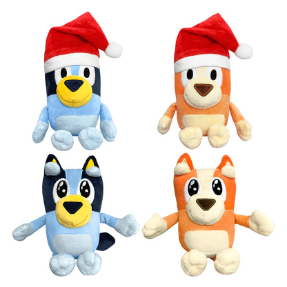 20/30CM Bluey Bingo Plush Dolls Cute Cartoon Christmas Hat And Shining Star Eye Anime Figure Stuffed Toys Birthday Gift For Kids.