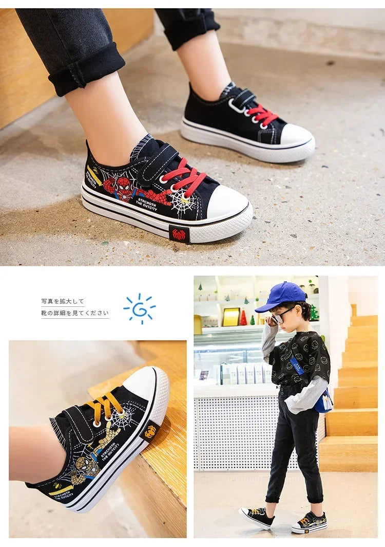 Disney Children's Canvas Shoes Spiderman Boys Sneakers Anti-slip Student Shoes Kids Soft Bottom Outdoor Shoes Sport Shoes