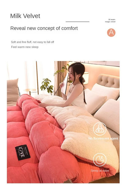 New Super Warm Lamb Wool Quilt Winter Thickened Cotton Quilt Warm Cotton Double sided Velvet Soft Extra Large Blanket.