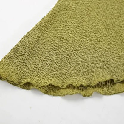 Tuularose Hanging Green Pants Set Sleeveless Backless Personality Temperament Commuter Two-piece Set Summer New Women Pants Set.