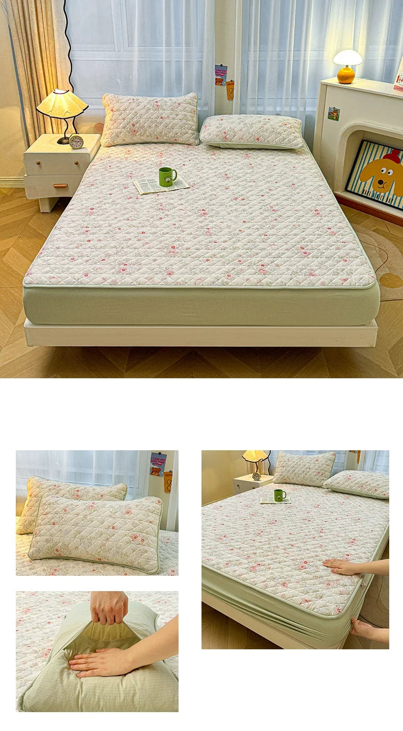 Non-slip Bed Cover Queen/King Size Bedspread Thicken Bed Linen Home Mattress Protector cubre colchón (Pillowcase Need Order).