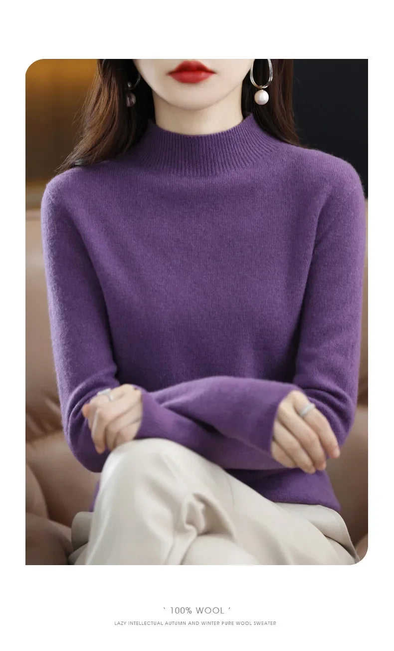 2025 Women's Casual Knit Tops Half-neck Pullover In Autumn And Winter New Cashmere Sweater Women's Coat 19 Colors.