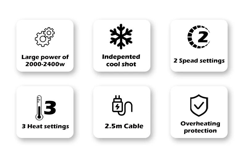 VGR2000-2400W ultra large wind power hair dryer, quick drying hair styling hair dryer, dormitory home gradient hair dryer V-461