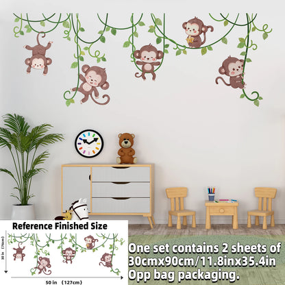 Safari Jungle Woodland Animals Wall Decals Wall Stickers for Boys Girls Baby Nursery Kids Bedroom Living Room Classroom Decor.