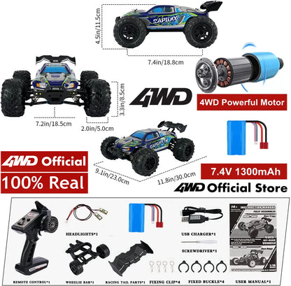 4WD 1:16 80KM/H Super Brushless 50KM/H Brushed RC Car 4x4 Off Road Remote Control High Speed Drift Racing Truck Toy Kids Adults