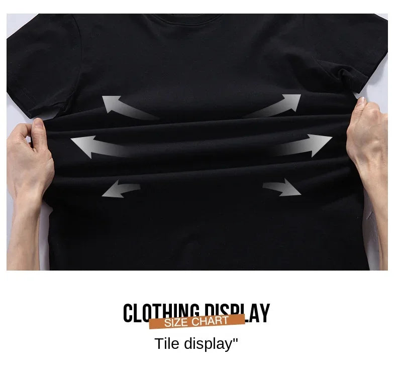 JEEP SPIRIT Mens T-shirt Summer 100%Cotton 230g Heavy Print Sports Breathable Round Neck Top Loose Solid Short Sleeve