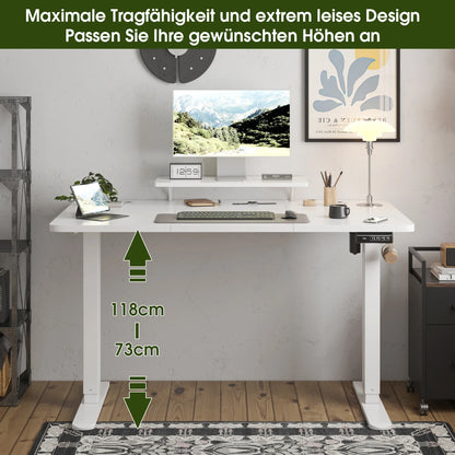 Devoko Höhenverstellbarer Schreibtisch Elektrisch 160×70cm mit Monitorständer,Ergonomisches Sitz-Stehpult (Weiß)