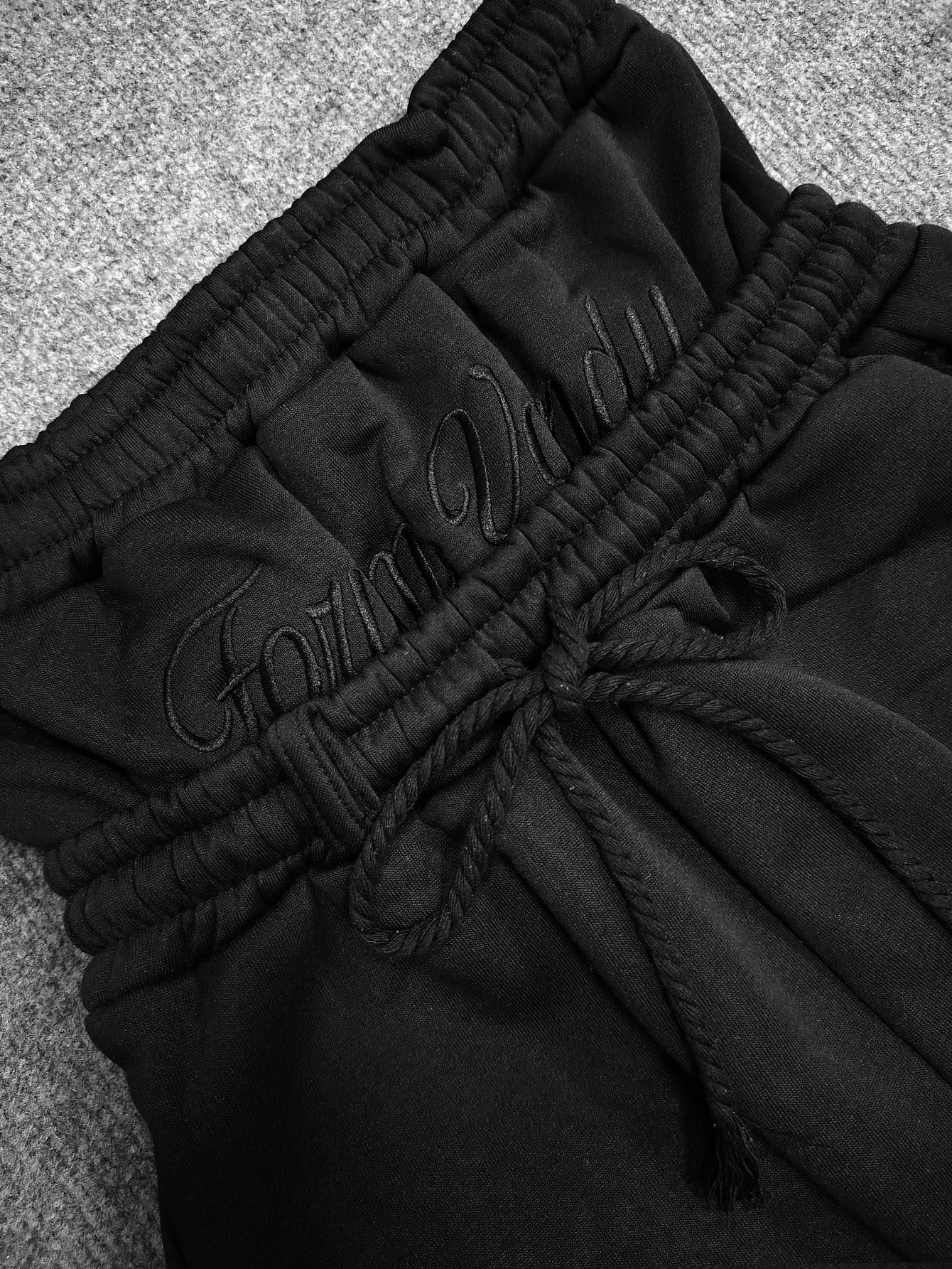 Harajuku Loose Double Waisted Sweatpants Y2K American Solid Color Letter Embroidery Casual Pants Hip Hop Drawstring Waist Jogger.