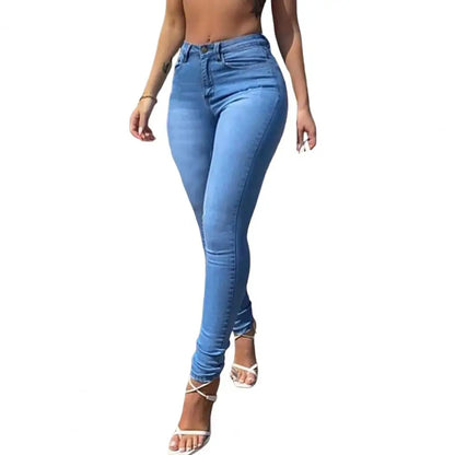 Skinny Pants Long Lasting Slim-fitting Full-Length Leggings Skinny Trousers Mid-Waist Eye-catching Denim Pants for Girl.