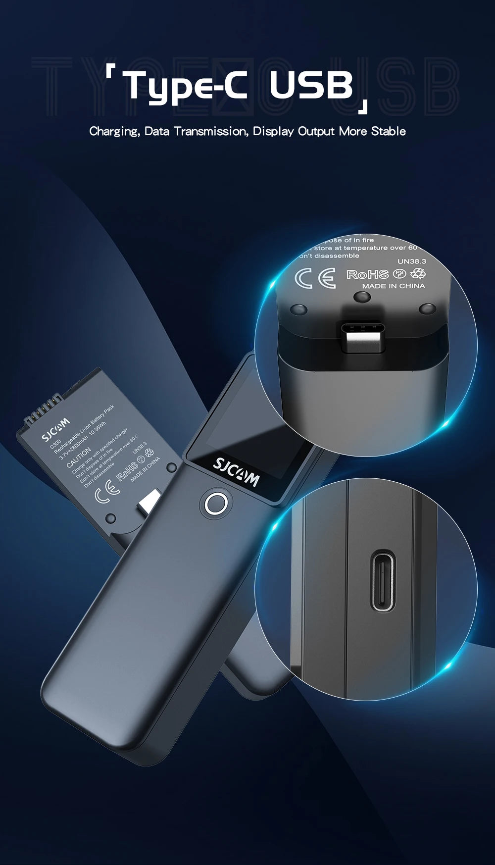 SJCAM C300 Pocket Action Camera 4K FHD With Long Battery Life Video 30M Waterproof 5G WiFi Camera Sport Action Cam.