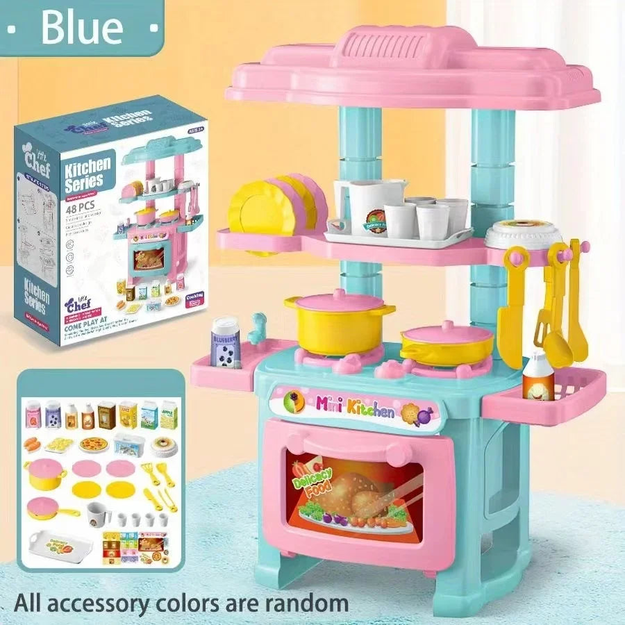 Mini Kitchen Counter Play Set DIY Simulated Cooking Food Tableware Play House Role Play Pretend Game Toy Gift Kid Boy Children.