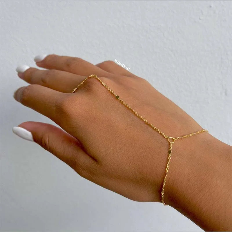 Fashion Gold Color Y-Shaped Tassel Pendant Necklace Bracelet For Women Simple Metal Long Flat Chain Necklace Jewelry Gift.