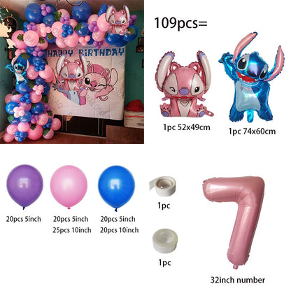1set Disney Lilo & Stitch Thema Geburtstag Party Luftballons Bogen Girlande Kette Kit Kinder Aufblasbare Spielzeug Globos Geschenke liefert