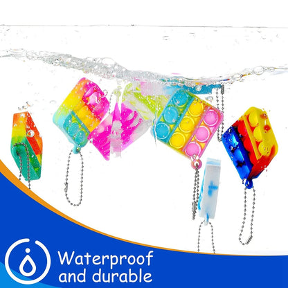 12/24/48Pcs Mini Pop Push Fidget Toys Set Keychain Fidget Toy Anti-Anxiety Stress Relief Hand Toy Pack for Kids Adults Gifts.