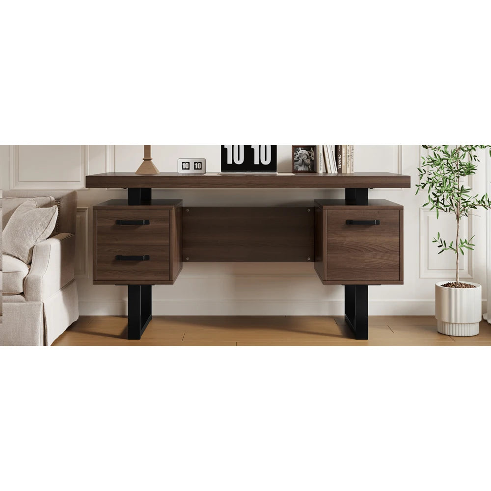 Moderner Schreibtisch im minimalistischen Stil, MDF-Desktop mit hochwertigem Stahlrohr, super langlebig, Aufbewahrungsdesign, geräuschlose Schublade