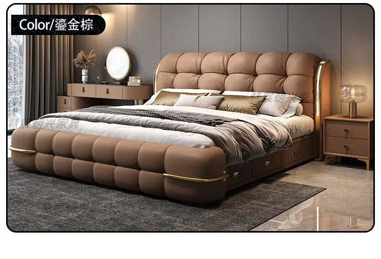 Kopfteil-Aufbewahrungsbetten, gepolstert, minimalistische Doppelbett-Schlafbetten, luxuriös, einzigartig, Muebles Para Dormitorio, Möbelzubehör