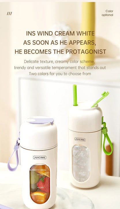 Portable Multi-function USB Wireless Juicer 12-blade Head Fast Juice Extraction 2600mAh Capacity Indoor and Outdoor Mixing Cup.