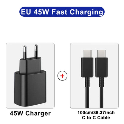 45W PD Super fast charge for  S22 S23 Ultra Note 10+ 5G USB C Mobile Phone Type C US/EU/UK  Fast Quick Charging Wall Adapter.