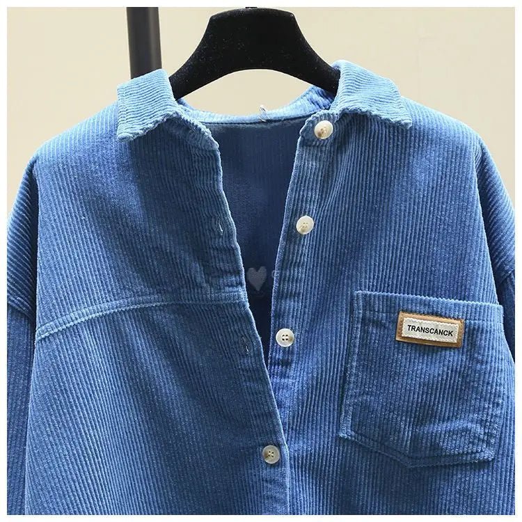 2023 frühling Herbst Cord Langarm-shirt für Frauen Koreanische Ausgabe Casual Mode Medium länge Shirts Weibliche Outwear Tops.