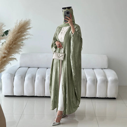 Mode Elegante Dubai Türkische Abaya Kleid Frauen Muslimische Frauen Muslimischen Kimino Kleid Abayas Vorne Offen Strickjacke