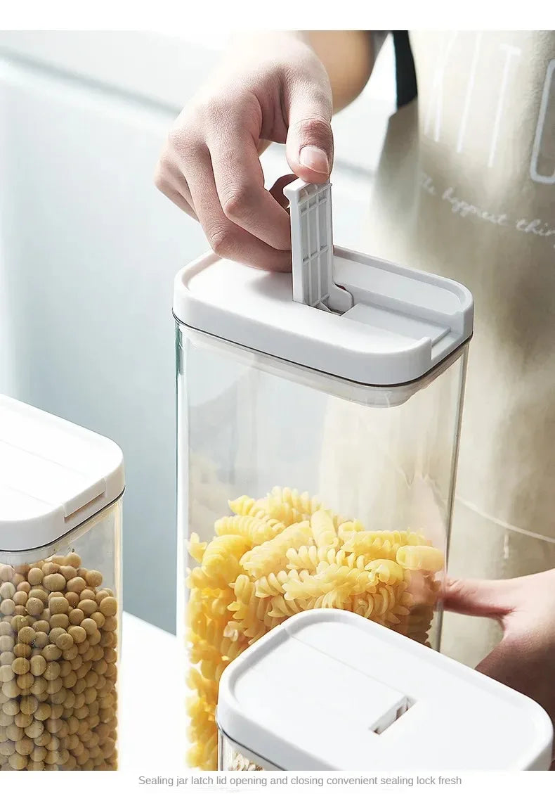 Clear Food Grade Plastic Storage Jar Airtight Seal for Kitchen Snacks Cereals Beans Kitchen Storage Organizer Kitchen Storage.