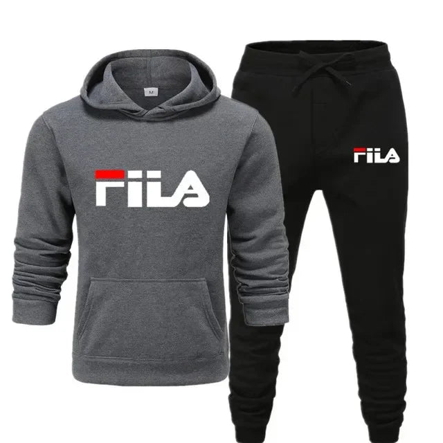 A new men's Spring and Autumn 2025 pullover hoodie + sweatpants two-piece fitness, fashion and casual jogging set.