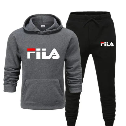 A new men's Spring and Autumn 2025 pullover hoodie + sweatpants two-piece fitness, fashion and casual jogging set.